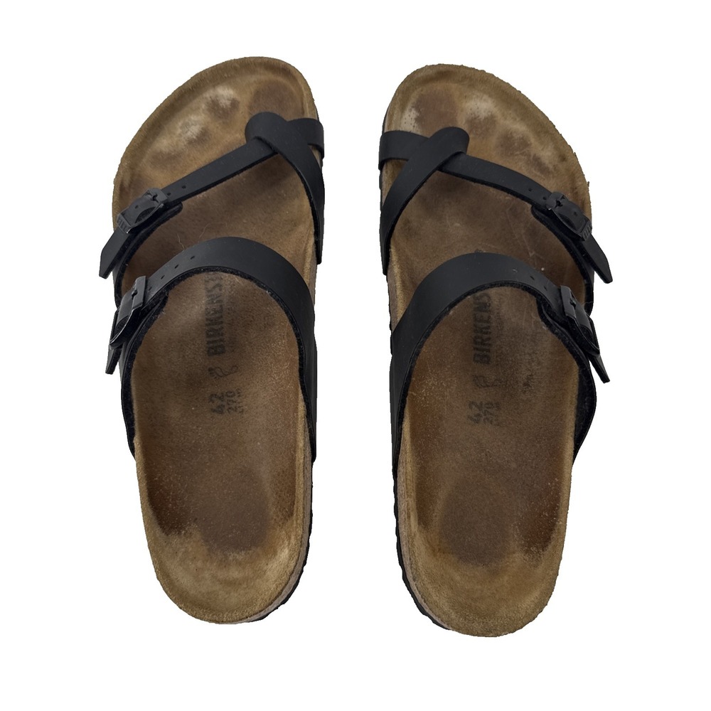 Birkenstock Mayari Sandals Women 11 Men 9 EU 42 Black Leather - Picture 2 of 7